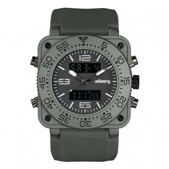 INFANTRY MILITARY CO. Tank Square 47mm BIG THICK Watch Brand new BOXED, FULLY LOADED!