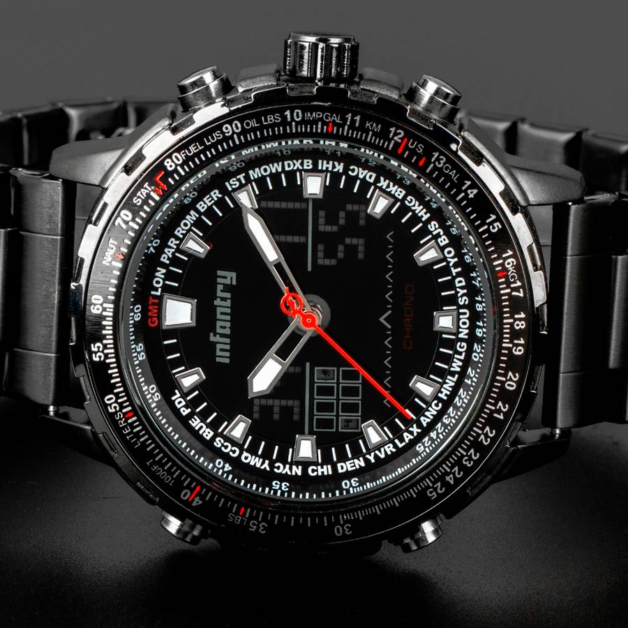 INFANTRY MILITARY CO. Aviation Cockpit Black Ion Watch Brand new BOXED, FULLY LOADED!