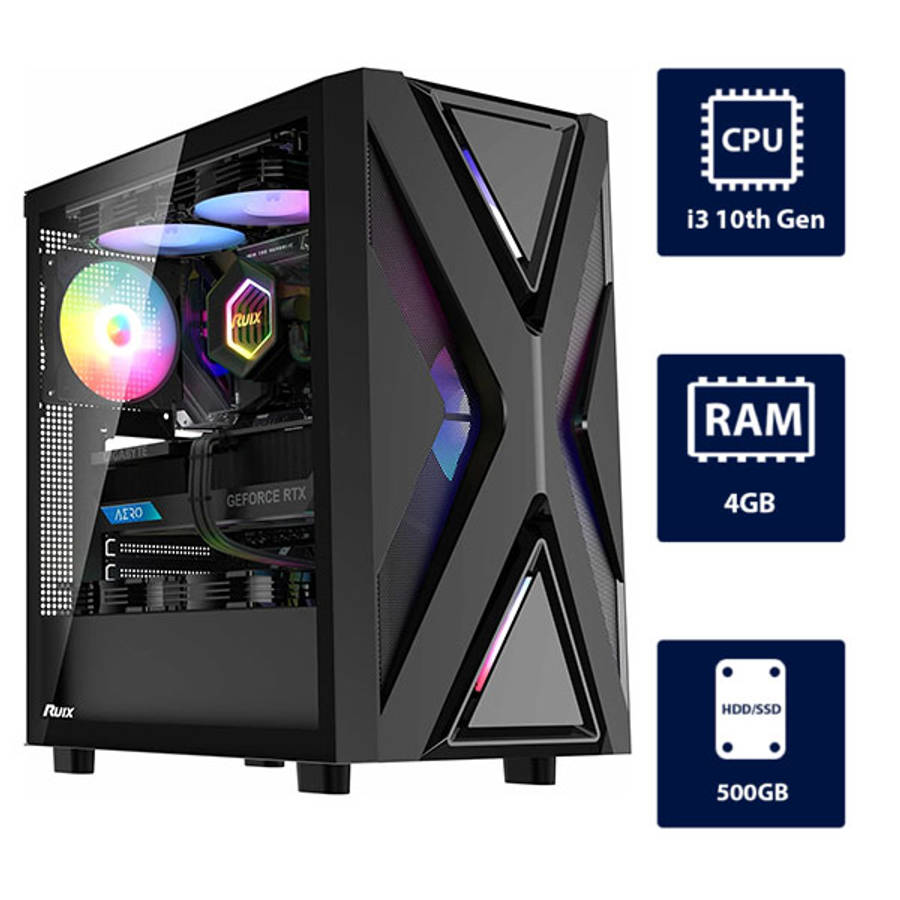 i3 10th, 4GB RAM, 500GB HDD RUIX CV203 Desktop Tower