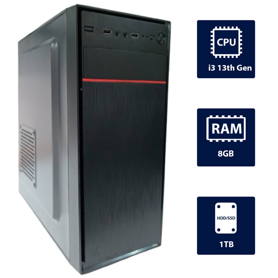 i3 13th, 8GB RAM, 1TB SSD Standard Case Desktop Tower