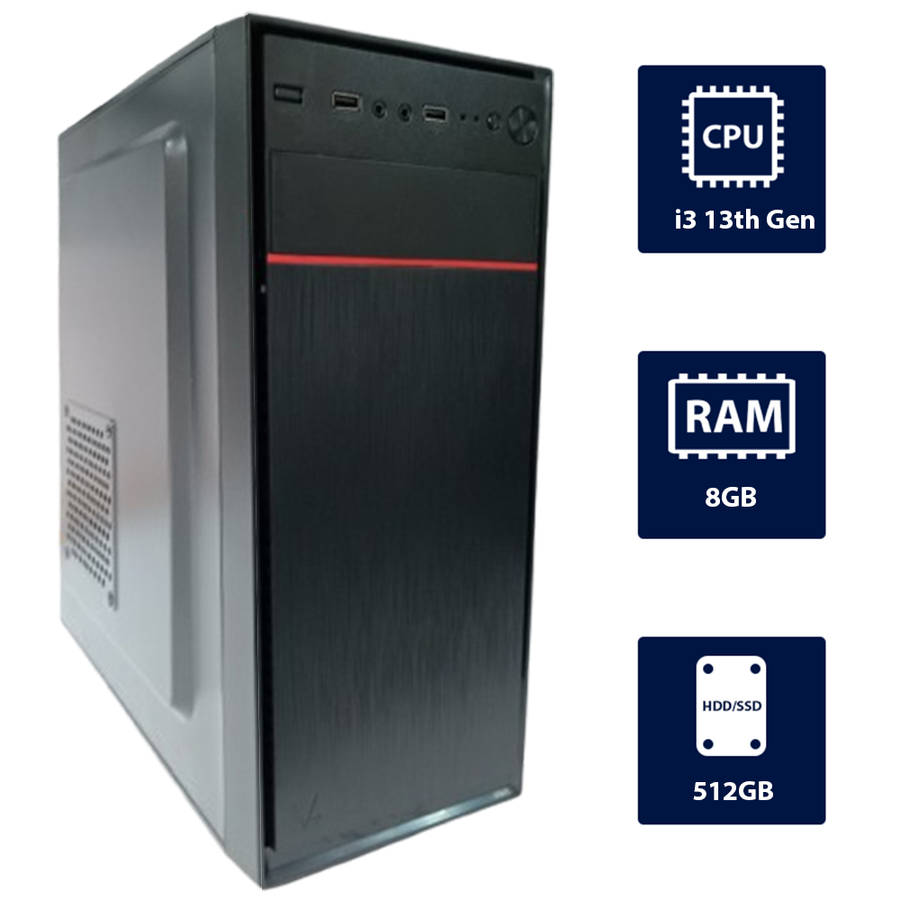 i3 13th, 8GB RAM, 512GB SSD Standard Case Desktop Tower