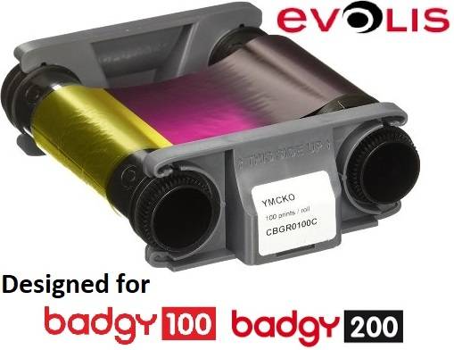 Evolis YMCKO Card Printer Colour Ribbon for 100 colour