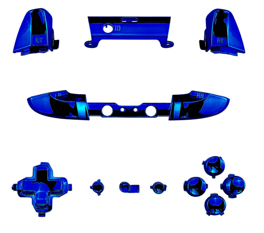 Xbox One S Full Button Set Glossy Chrome Blue