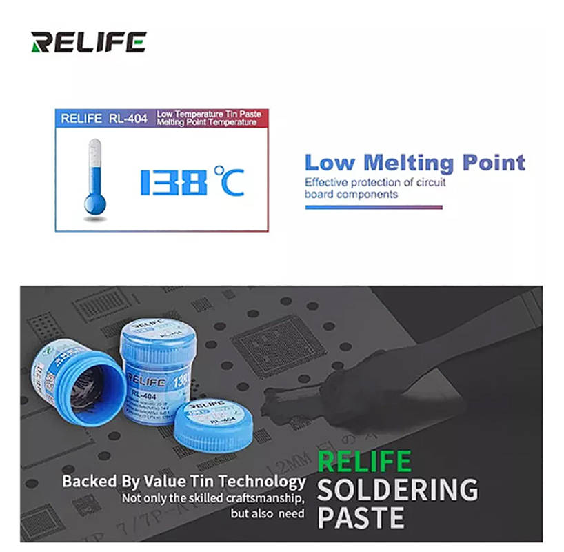 Relife RL-404 Low temperature Lead-Free Solder Paste 138C