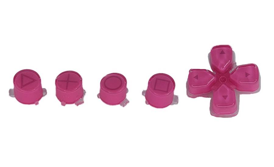 PS5 Dualsense Controller Button Set ABXY + Dpad Clear Rose Red