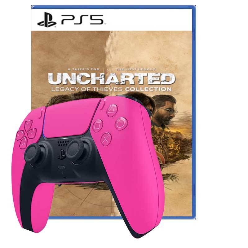 PS5 Original DualSense Wireless Controller Nova Pink Bundled With PS5 Uncharted Collection Disk V...