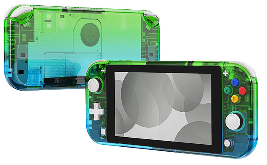 NS Switch Lite Complete Shell Kit Glossy Gradient Translucent Green Blue