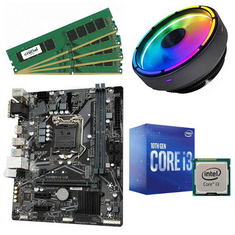 I3-10100, 16GB DDR4 RAM, LED CPU FAN, H410 Motherboard Combo
