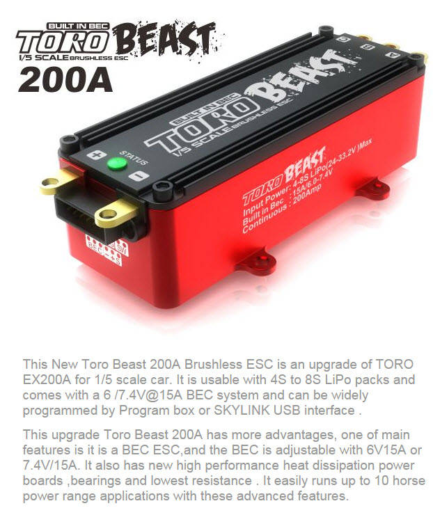 SkyRC - TORO 1/5 200A ESC (SK-300047-01) - SkyRC 1kg