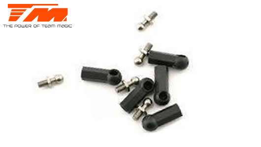 Team Magic Ball Cups and Studs - Short - Black - 5 pcs - 115024BK - 0.10kg