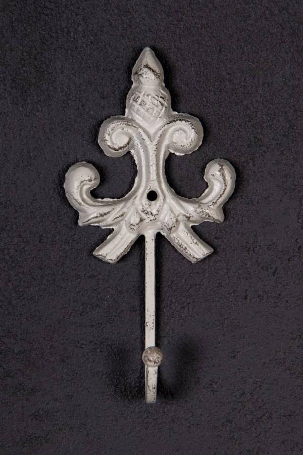 Fleur de Lis Hook Antique White