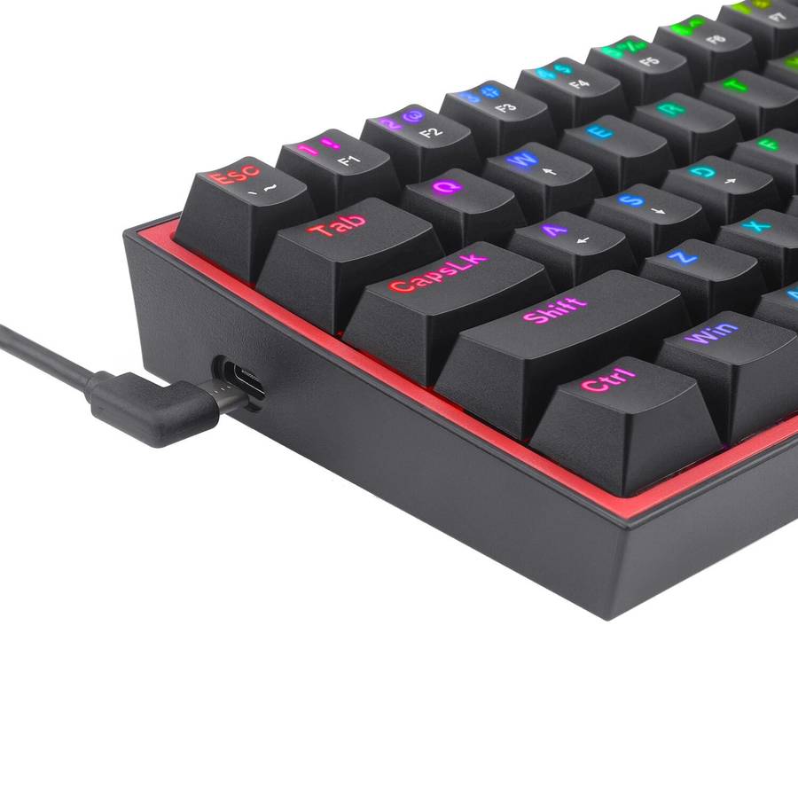 Redragon K616 FIZZ Pro 61-Key RGB Mechanical Gaming Keyboard – Black (60%, RGB, Wireless/W...