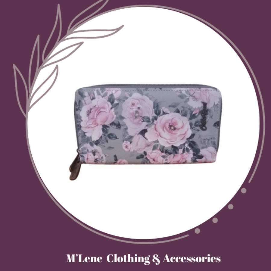 Purses & Wallets - Cotton Road Ladies Double Zip Wallet - Floral