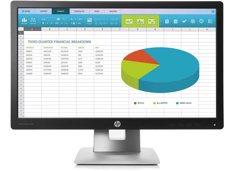 Monitors - HP EliteDisplay E222 1920 x 1080 22 Inch Wide LED