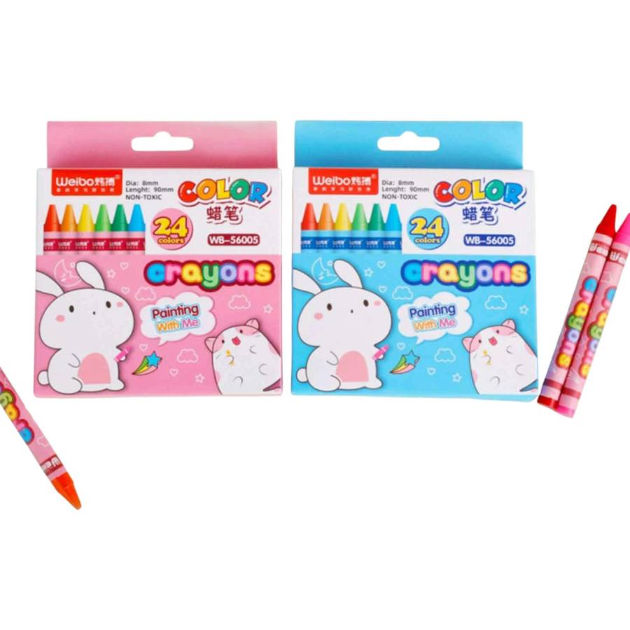Crayons - 24-Piece Wax Colour Crayons Set Non-Toxic, Vibrant