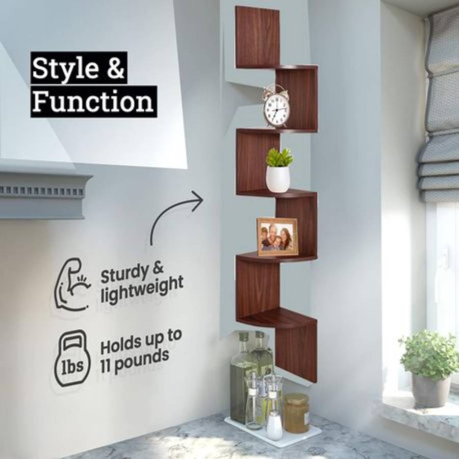 Furniture - 5 Tier Floating Corner Shelves For Wall Hanging