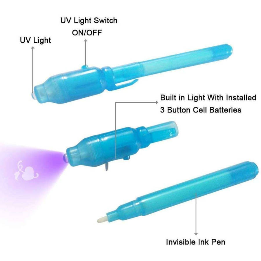 Pens & Pencils - Spy Pen - Invisible Ink Pen with UV Light in 7