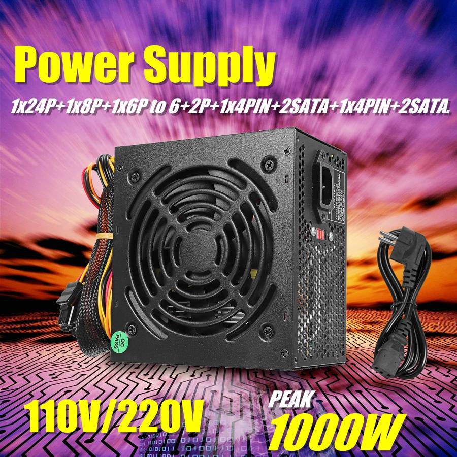 Switches - 1000W Power Supply PSU PFC Silent Fan ATX 24-PIN PC Computer ...