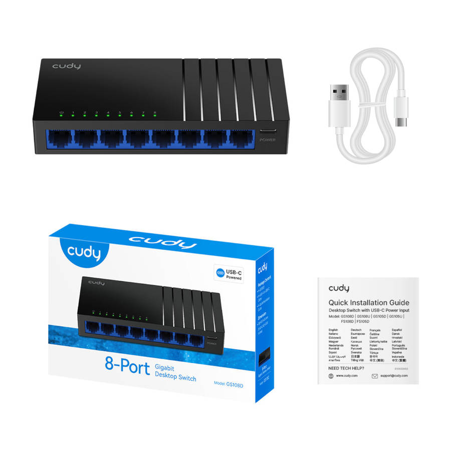 Hubs & Switches - Cudy GS108D 8-Port Gigabit Desktop Switch (USB Type-C ...
