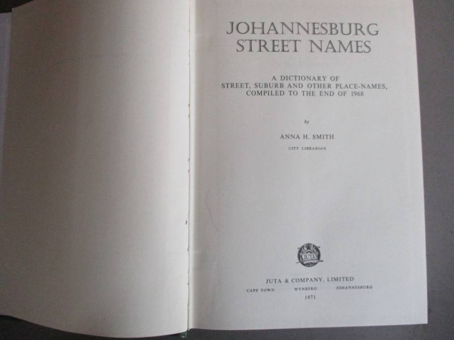 Africana Books - Johannesburg Street Names,: A Dictionary of