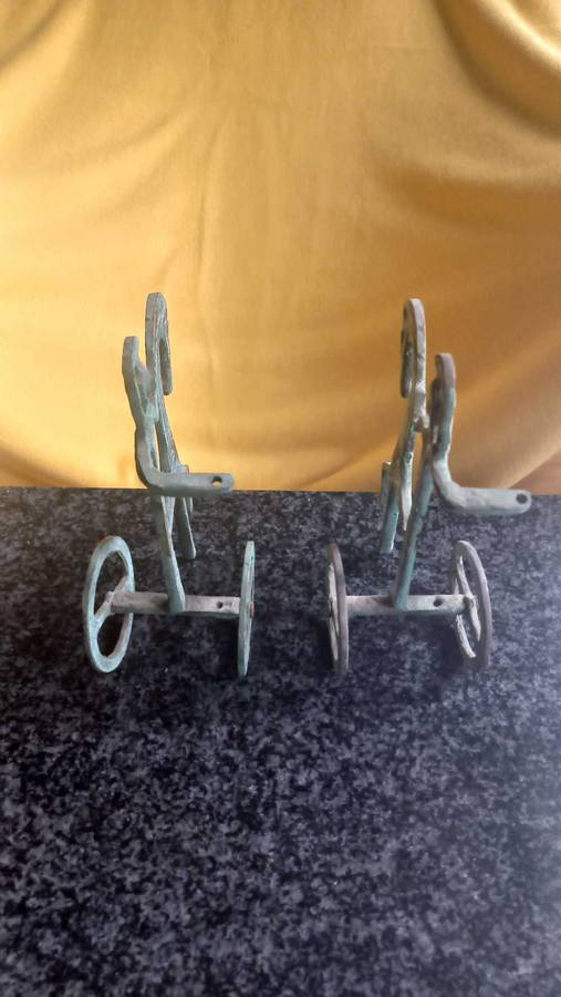 Vintage aged brass sculptures Ancient Greek Roman Mythology Achilles Chariot