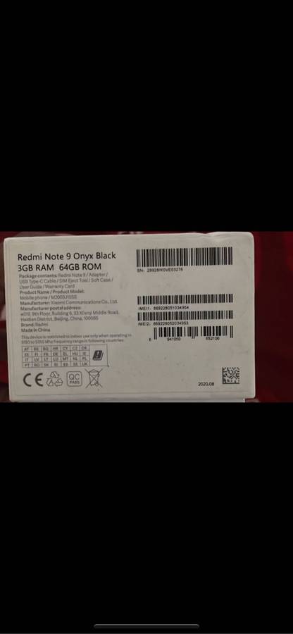 Redmi Note 9 Onyx Black 3GB RAM 64GB ROM