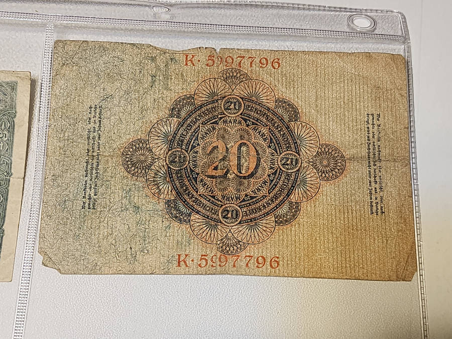 1910 German Empire 20 Mark Banknote