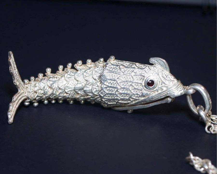 Articulated Fish Silver Pendant