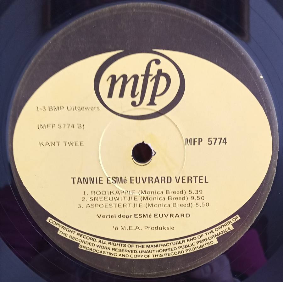 TANNIE ESME EUVRARD VERTEL DIE VERHAAL VAN ROOIKAPPIE LP VINYL RECORD AFRIKAANS