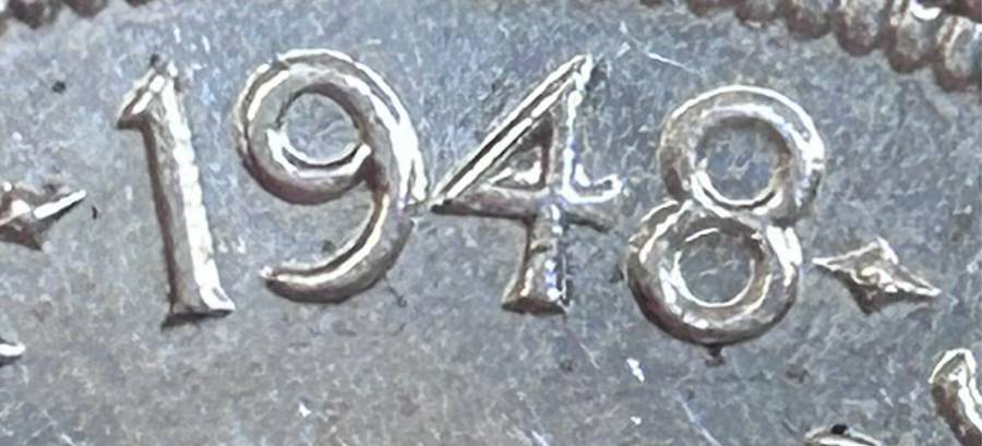 S A UNION SILVER 5 SHILLINGS 1948 VERY GOOD CONDITION CROWN SILVER 80% ERROR DOUBLING SEE COMMENTS
