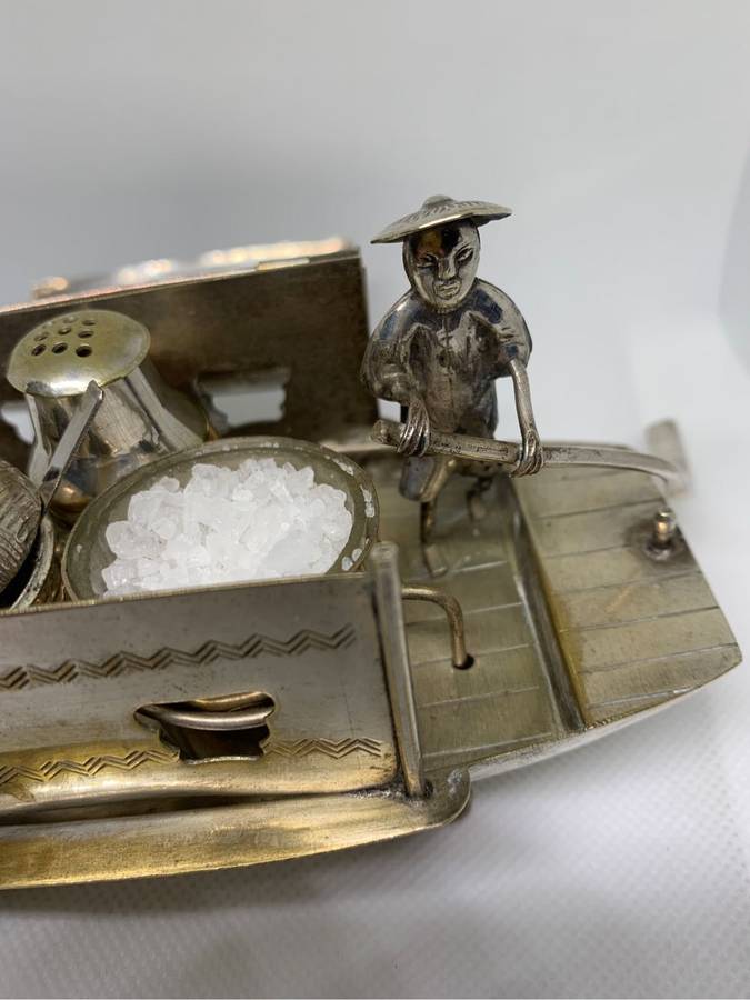 Silver plated oriental cruet set