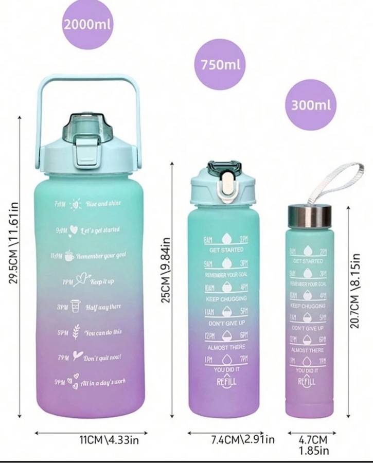 3 Piece Water Bottle Motivational bottle set