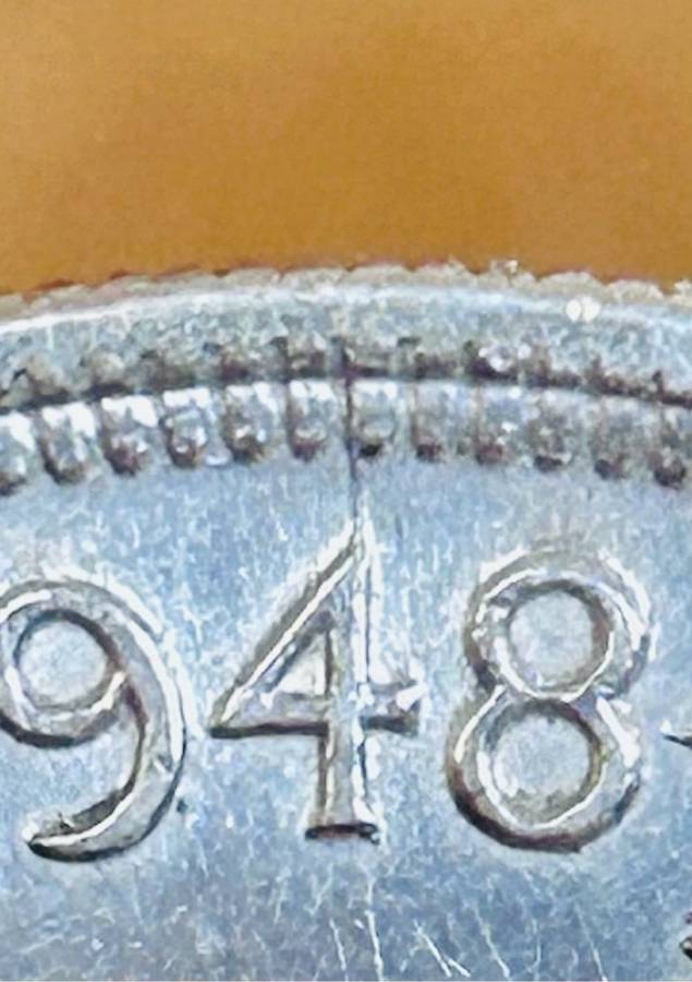 S A UNION SILVER 5 SHILLINGS 1948 VERY GOOD CONDITION CROWN SILVER 80% - NUMOROUS ERRORS