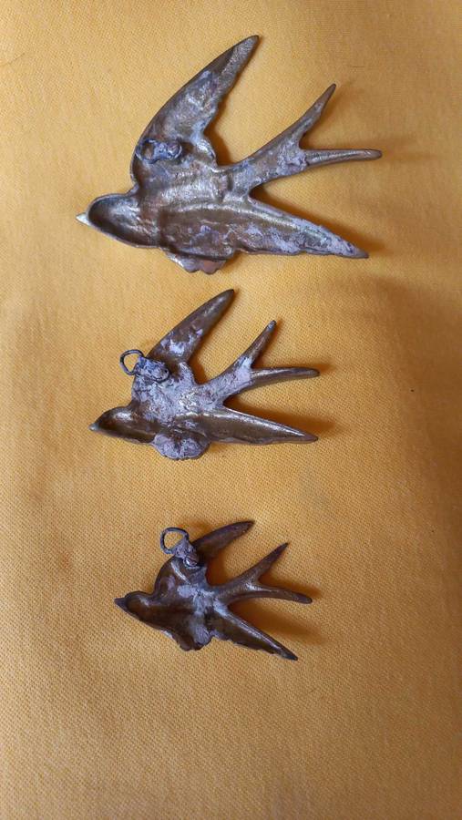 Vintage brass flying Swallows/Swifts/birds wall hanging ornaments decor