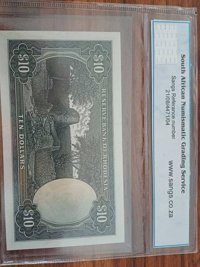 10 Rhodesia Dollar Graded EF45 by Sangs