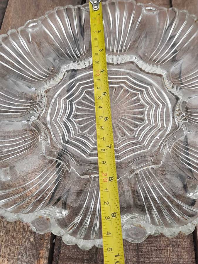 Vintage Crystal Glass Boiled Devil Eggs Plate