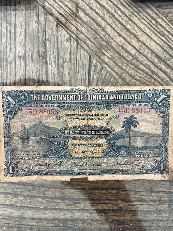 Trinidad & Tobago $1 Banknote 1943