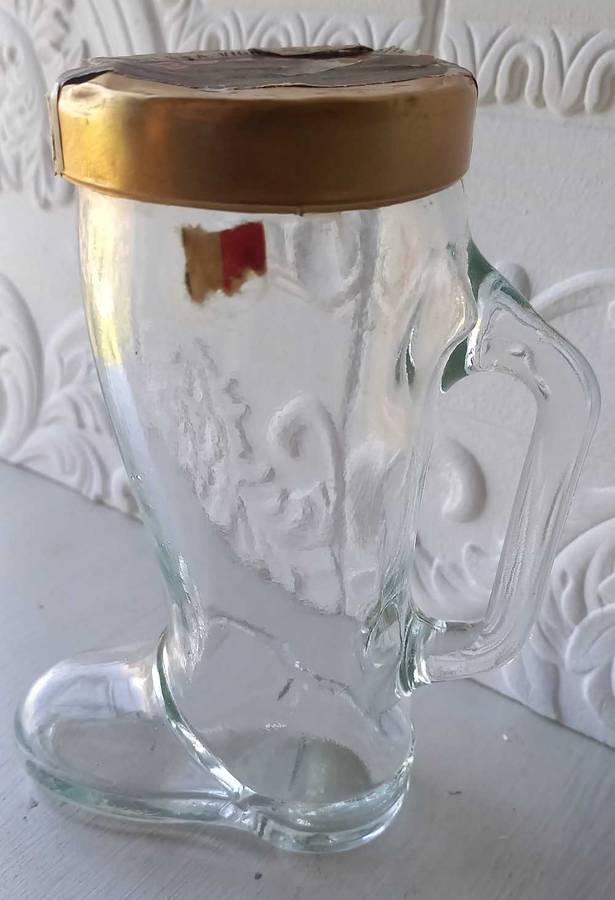 Glass bottle/holder shaped as a shoe/boot