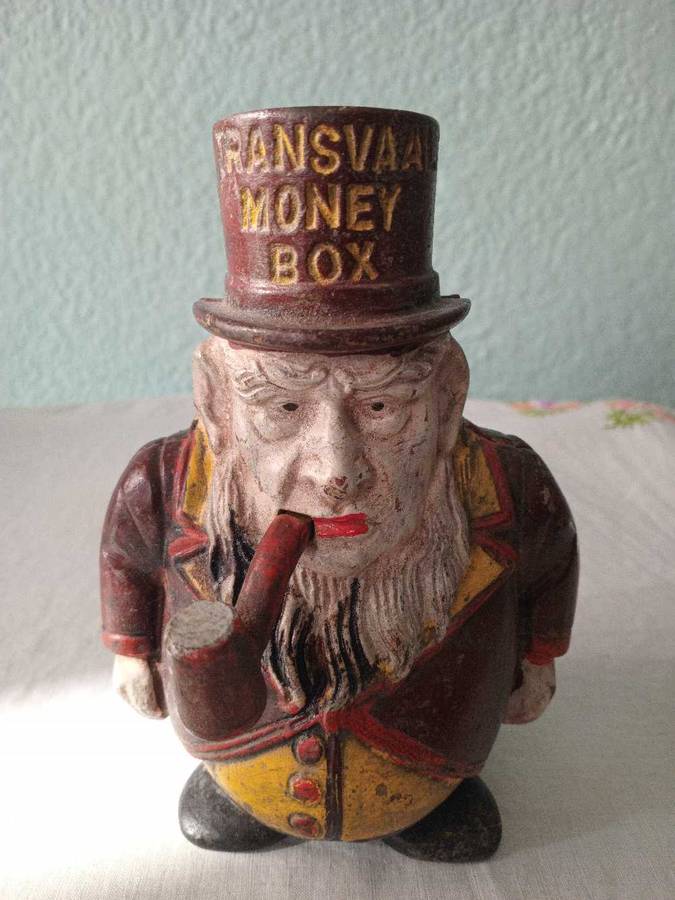 Paul Kruger cast iron Transvaal money box