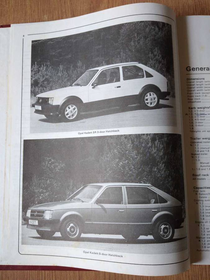 Haynes service OPEL KADETT FWD 1979 TO OCT 1984