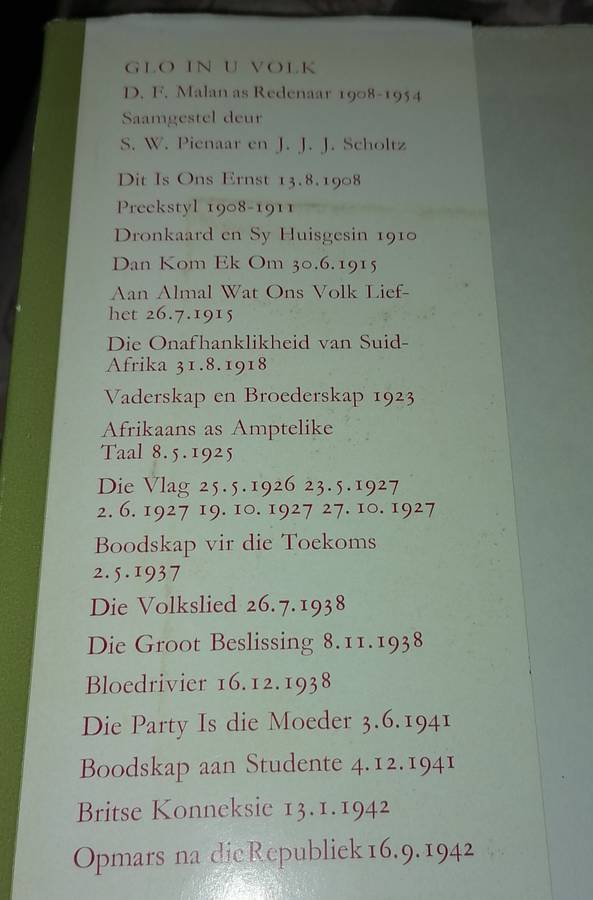 GLO IN U VOLK D. F MALAN AS REDENAAR