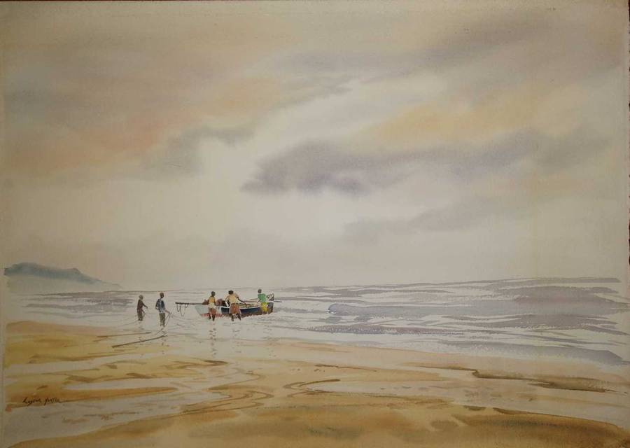 Nicely done watercolor on paper by Eugene Hunter