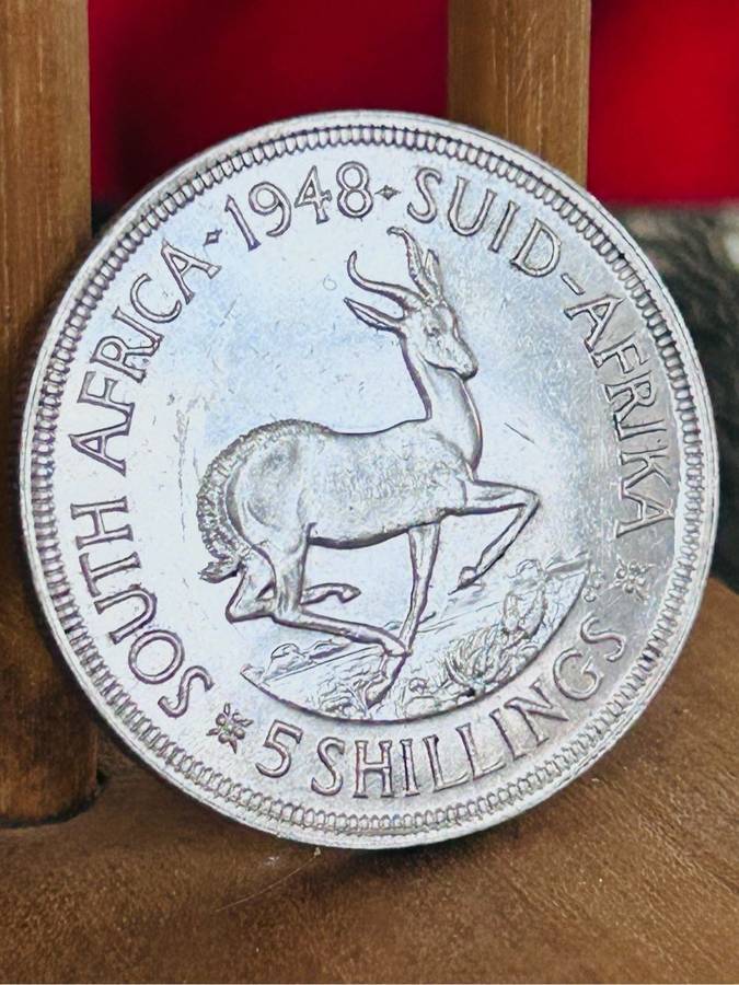 S A UNION SILVER 5 SHILLINGS 1948 VERY GOOD CONDITION CROWN SILVER 80% - NUMOROUS ERRORS