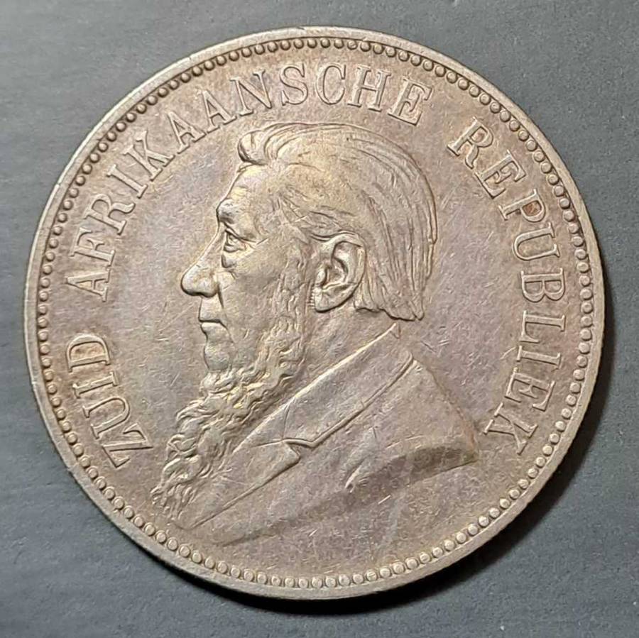 1892 ZAR Kruger Silver 5 Shillings (Crown) 5s Single Shaft