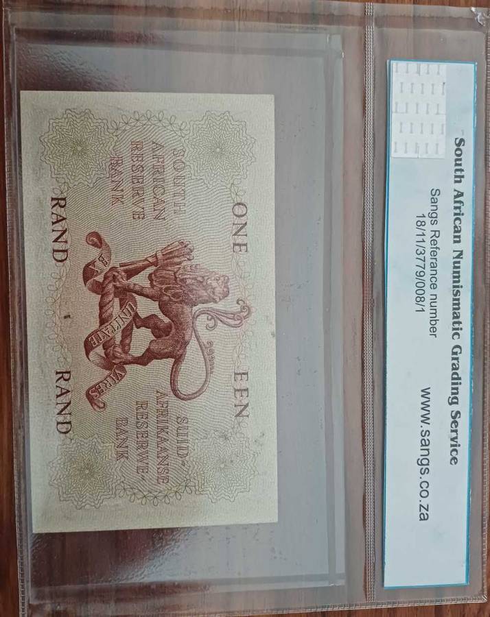 1962 Graded Unc 67 South Afriça Rissik One Rand Note