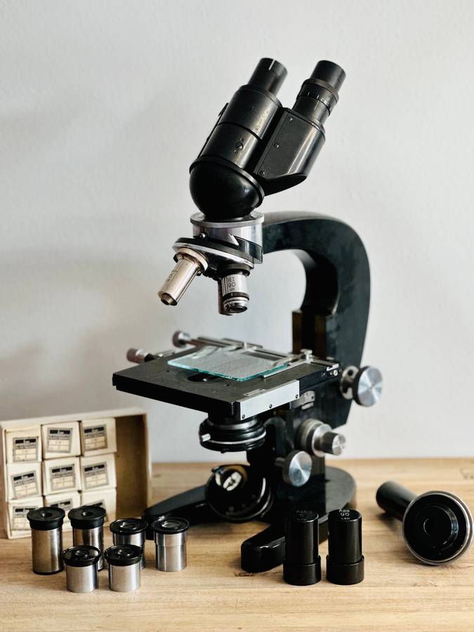 Antique Carl Zeiss Jena Microscope LT Stand 1933