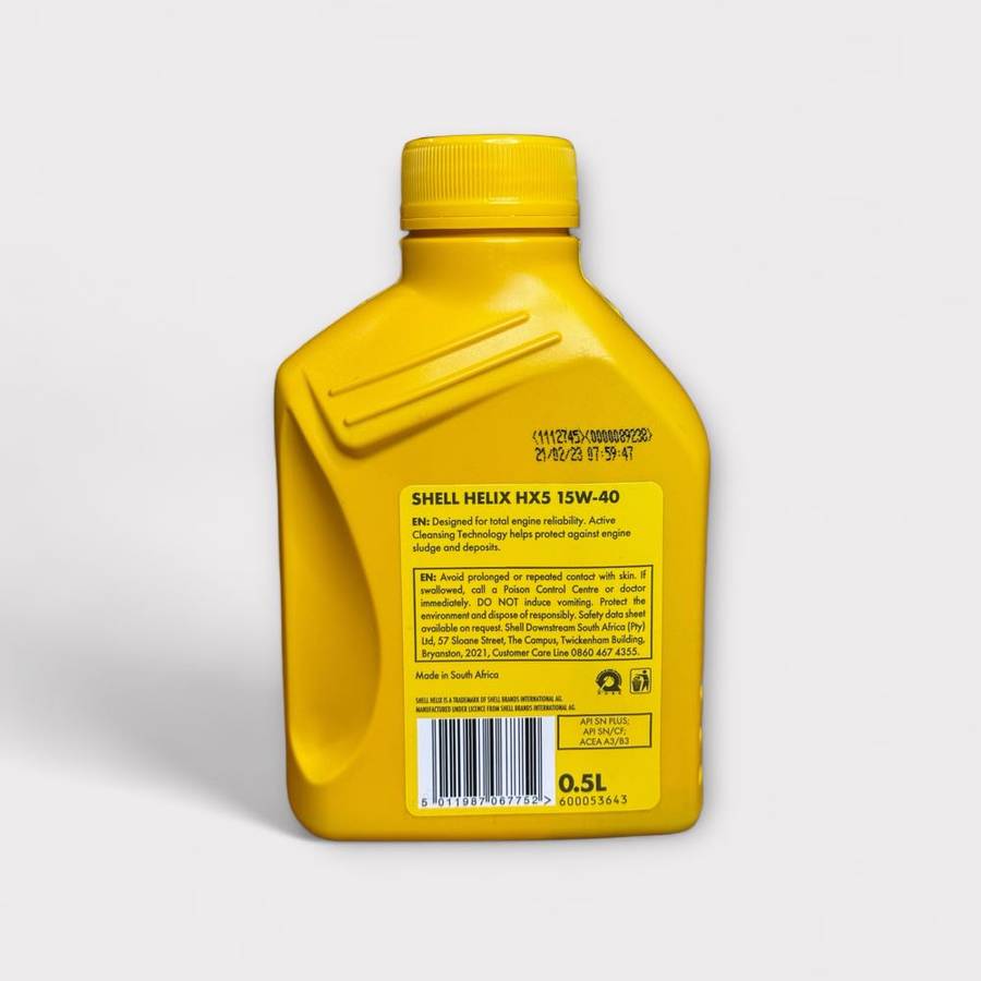 Shell Helix HX5 15W-40 Premium Multi-Grade Motor Oil 0.5L