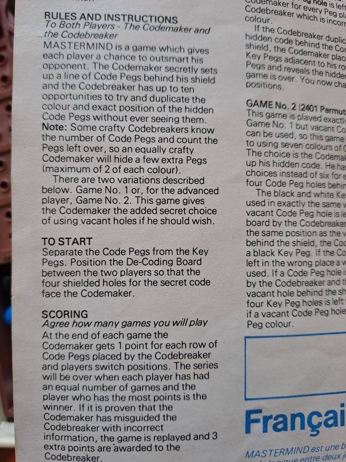 Mastermind - the 1972 original made by Invicta