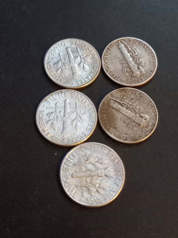 Usa 90% Silver Dime lot of 5 coins