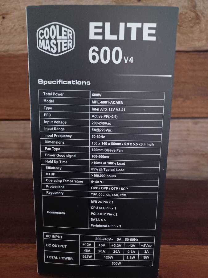 600w ATX POWER SUPPLY ELITEv4 COOLER MASTER